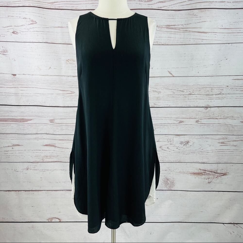 Eileen Fisher silk dress black and white sheer